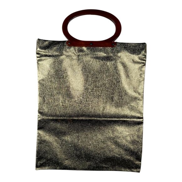 vintage gold metallic bag with - Picture 2 of 3